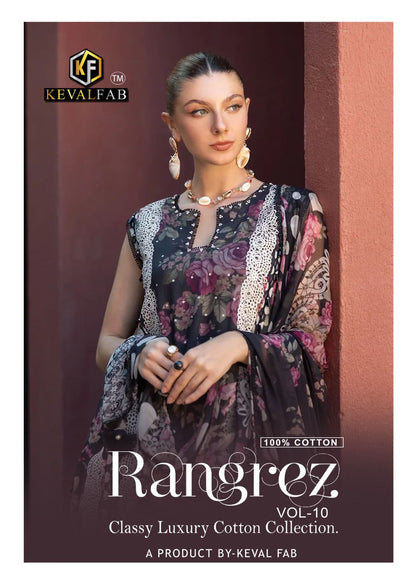 Rangrez Vol 10 Classy Luxury Cotton Collection Keval Fab Karachi Salwar Suits Wholesale Rate