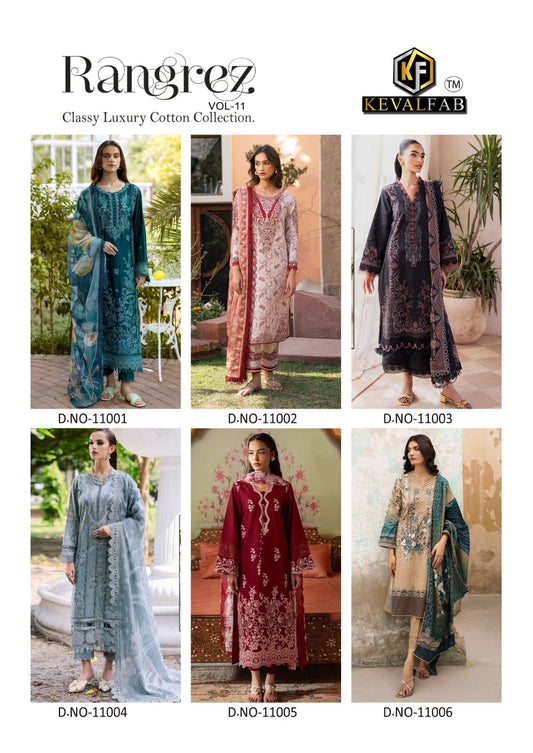 Rangrez Vol 11 Classy Luxury Cotton Collection Keval Fab Karachi Salwar Suits Manufacturer Gujarat