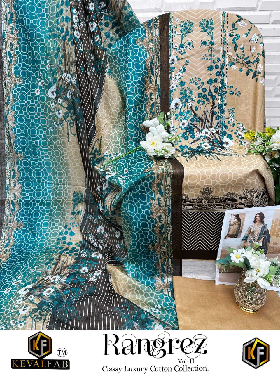 Rangrez Vol 11 Classy Luxury Cotton Collection Keval Fab Karachi Salwar Suits Manufacturer Gujarat