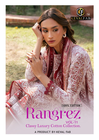 Rangrez Vol 11 Classy Luxury Cotton Collection Keval Fab Karachi Salwar Suits Manufacturer Gujarat