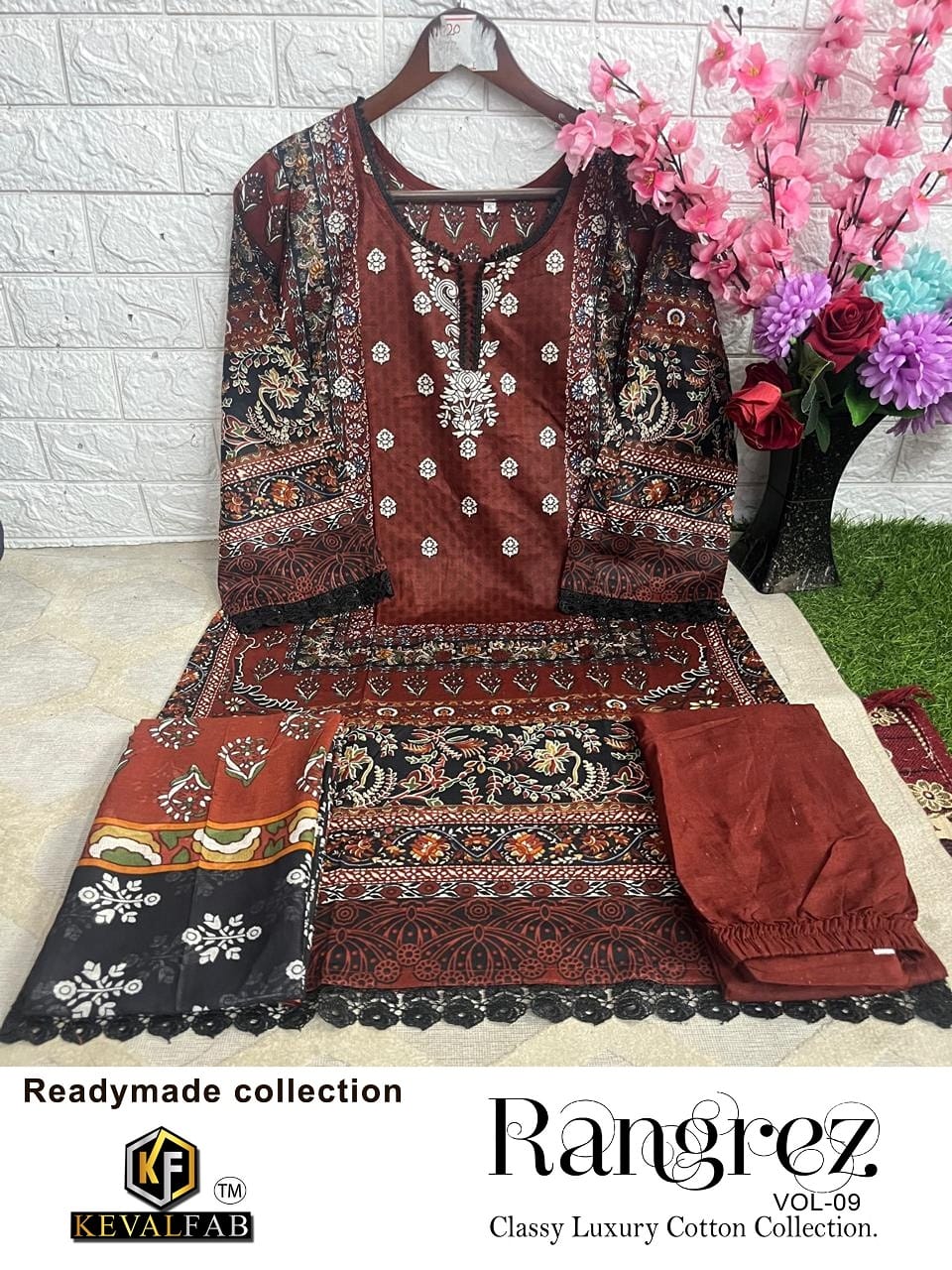 Rangrez Vol 9 Classy Luxury Cotton Collection Keval Fab Lawn Karachi Readymade Suits Manufacturer Gujarat