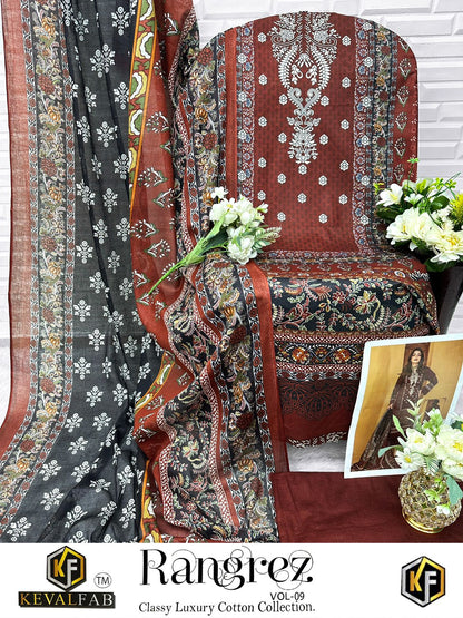 Rangrez Vol 9 Classy Luxury Cotton Collection Keval Fab Karachi Salwar Suits Wholesale Price