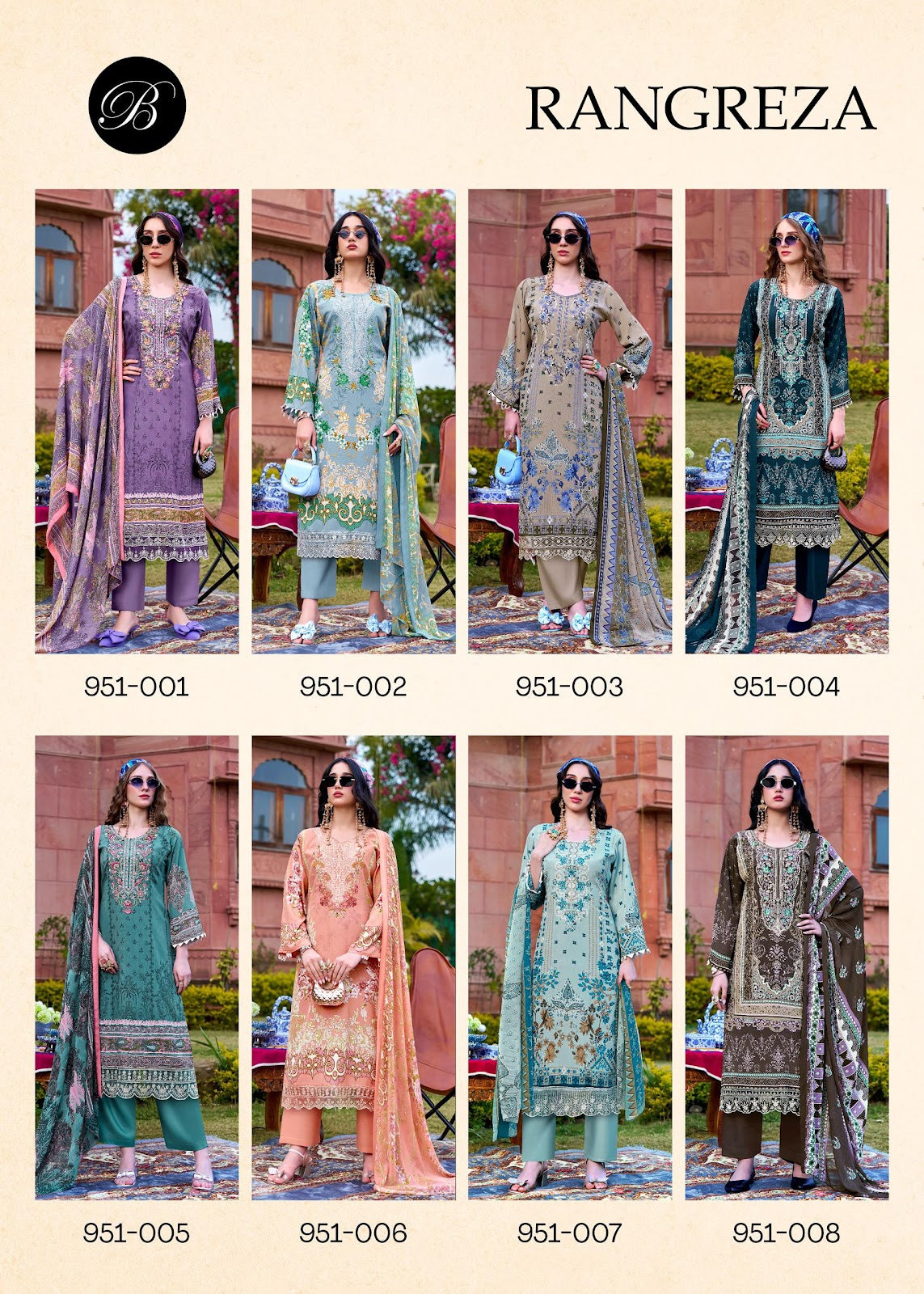 Rangreza Belliza Designer Studio Pure Crape Karachi Salwar Suits Exporter