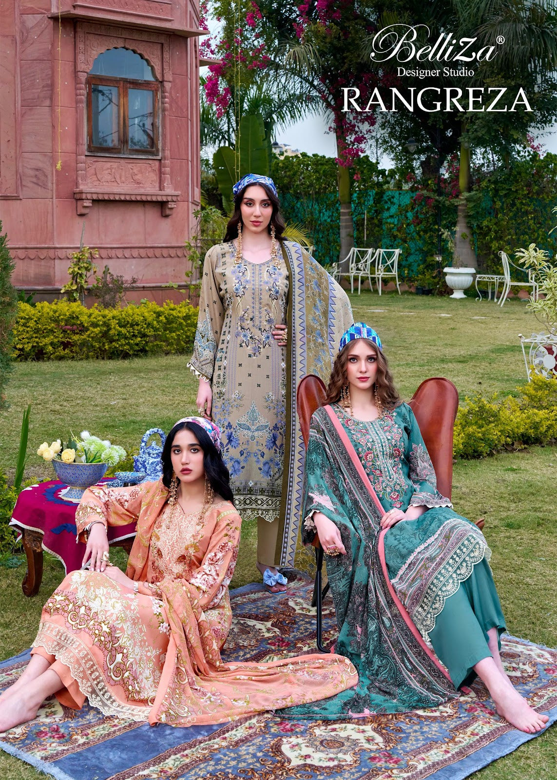 Rangreza Belliza Designer Studio Pure Crape Karachi Salwar Suits Exporter