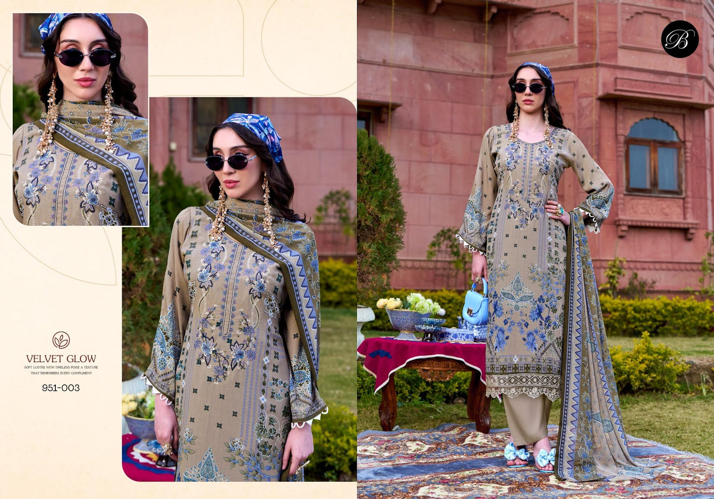 Rangreza Belliza Designer Studio Pure Crape Karachi Salwar Suits Exporter