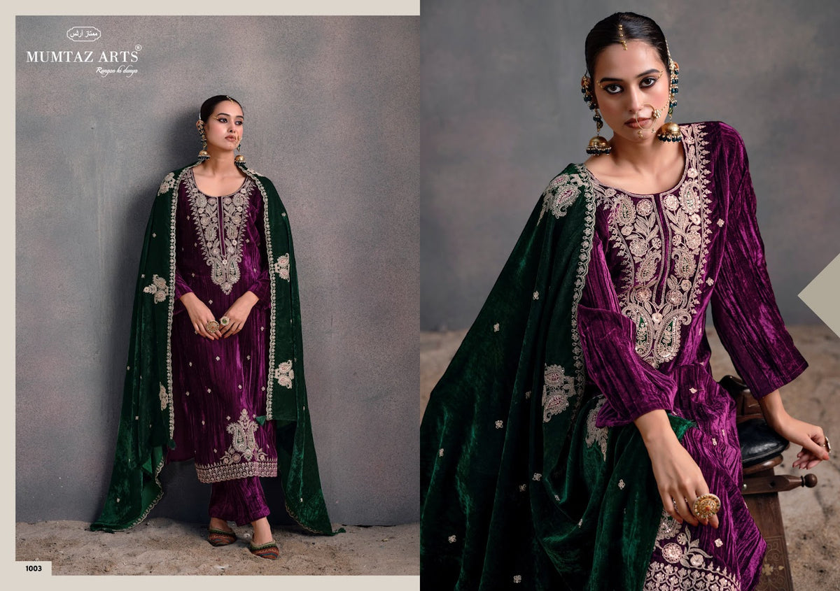 Rangreza Mumtaz Arts Crush Velvet Suits Wholesale Rate