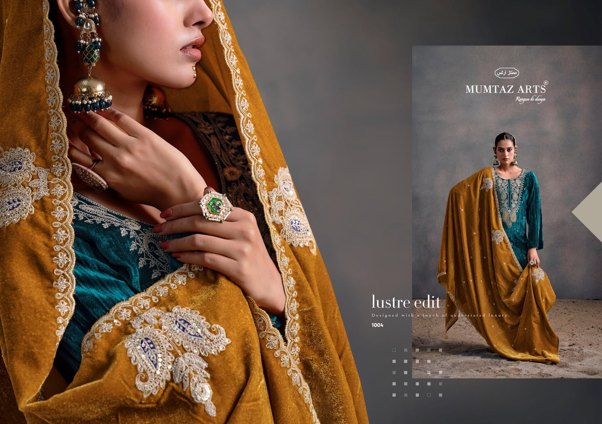 Rangreza Mumtaz Arts Crush Velvet Suits Wholesale Rate