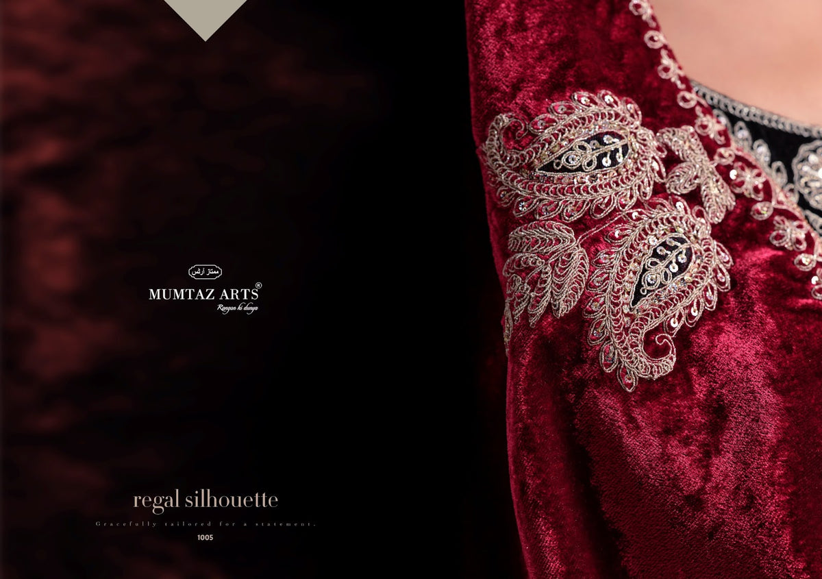 Rangreza Mumtaz Arts Crush Velvet Suits Wholesale Rate