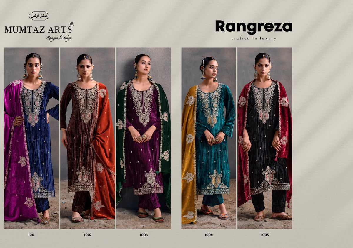 Rangreza Mumtaz Arts Crush Velvet Suits Wholesale Rate