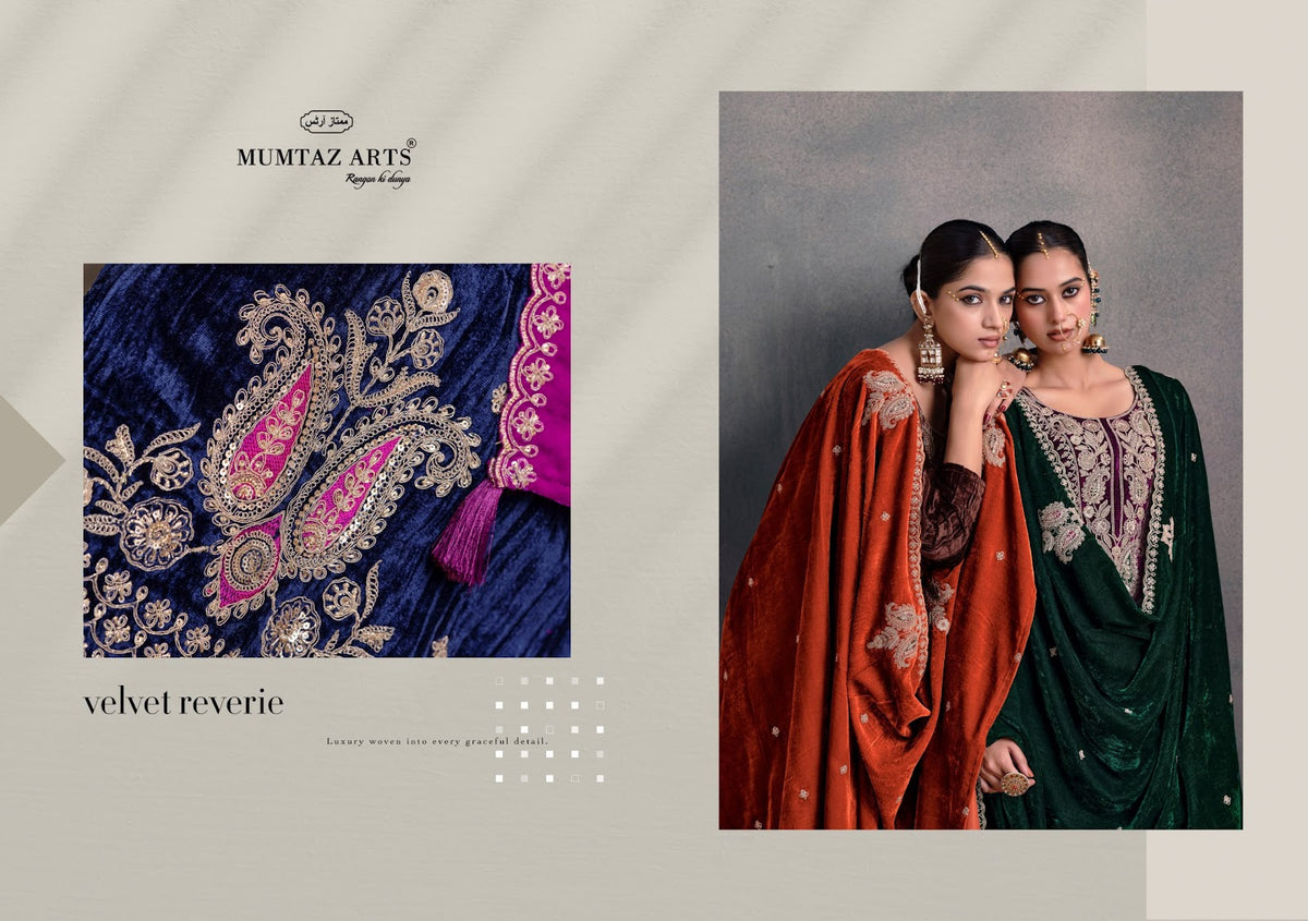 Rangreza Mumtaz Arts Crush Velvet Suits Wholesale Rate