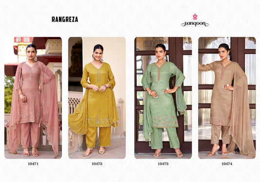 Rangreza Rangoon Viscose Shimmer Readymade Pant Style Suits Supplier Gujarat