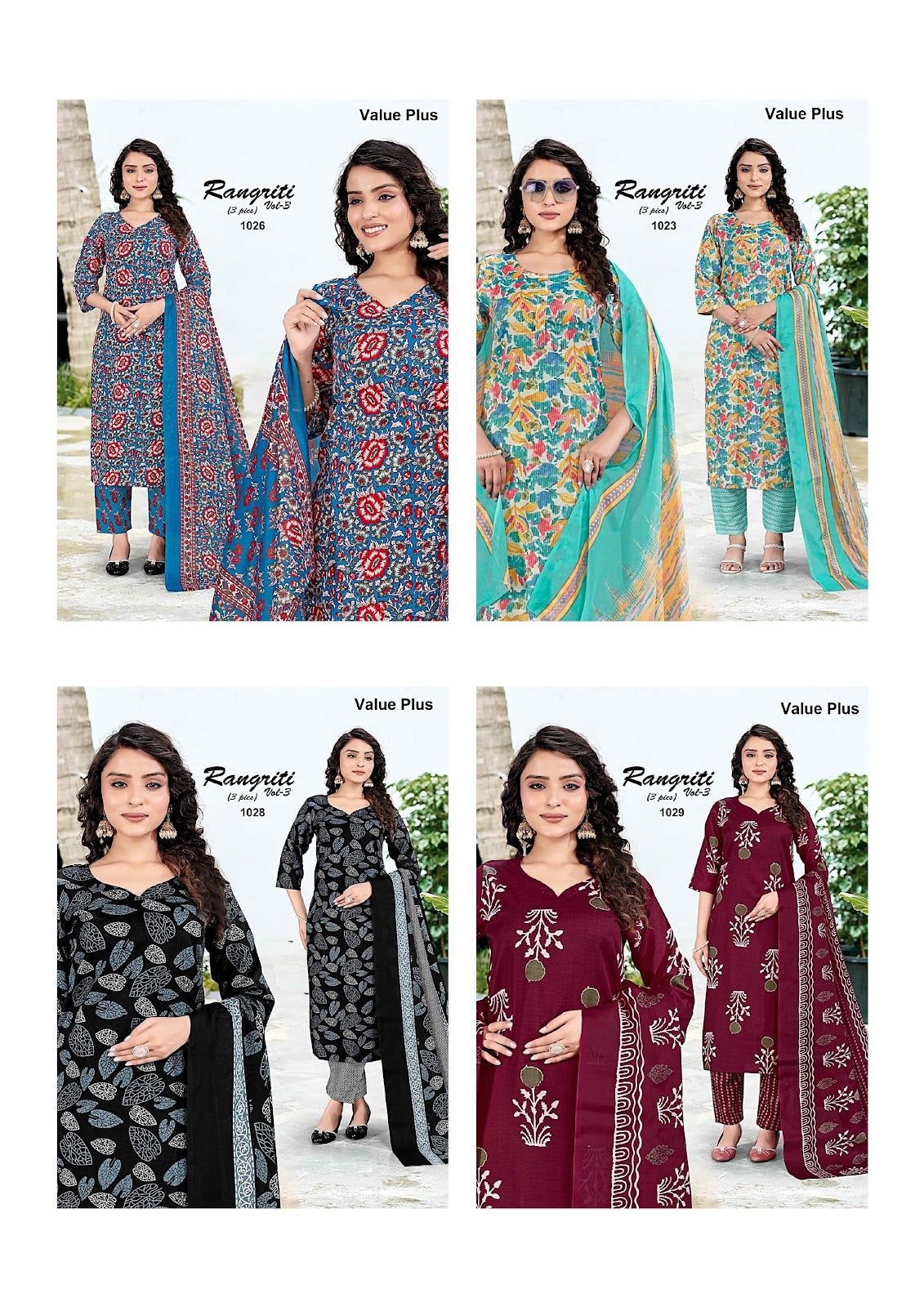 Rangriti Vol 3 Value Plus Rayon Readymade Pant Style Suits Wholesale Rate