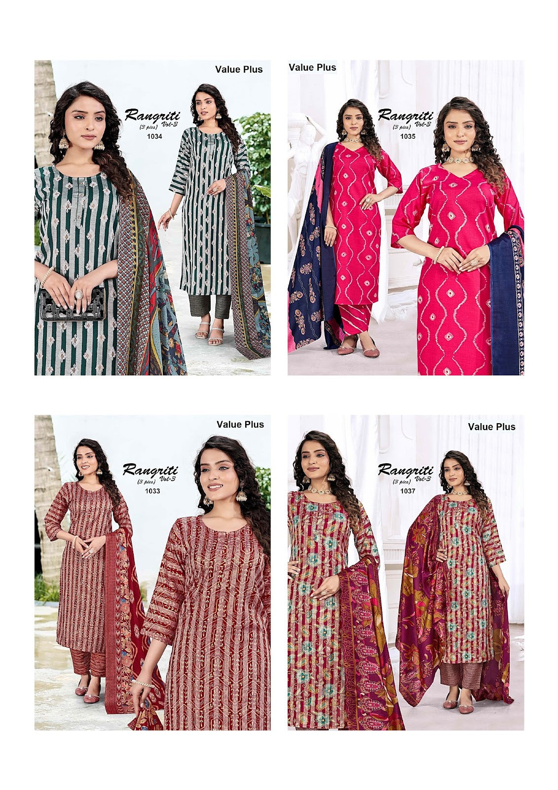 Rangriti Vol 3 Value Plus Rayon Readymade Pant Style Suits Wholesale Rate