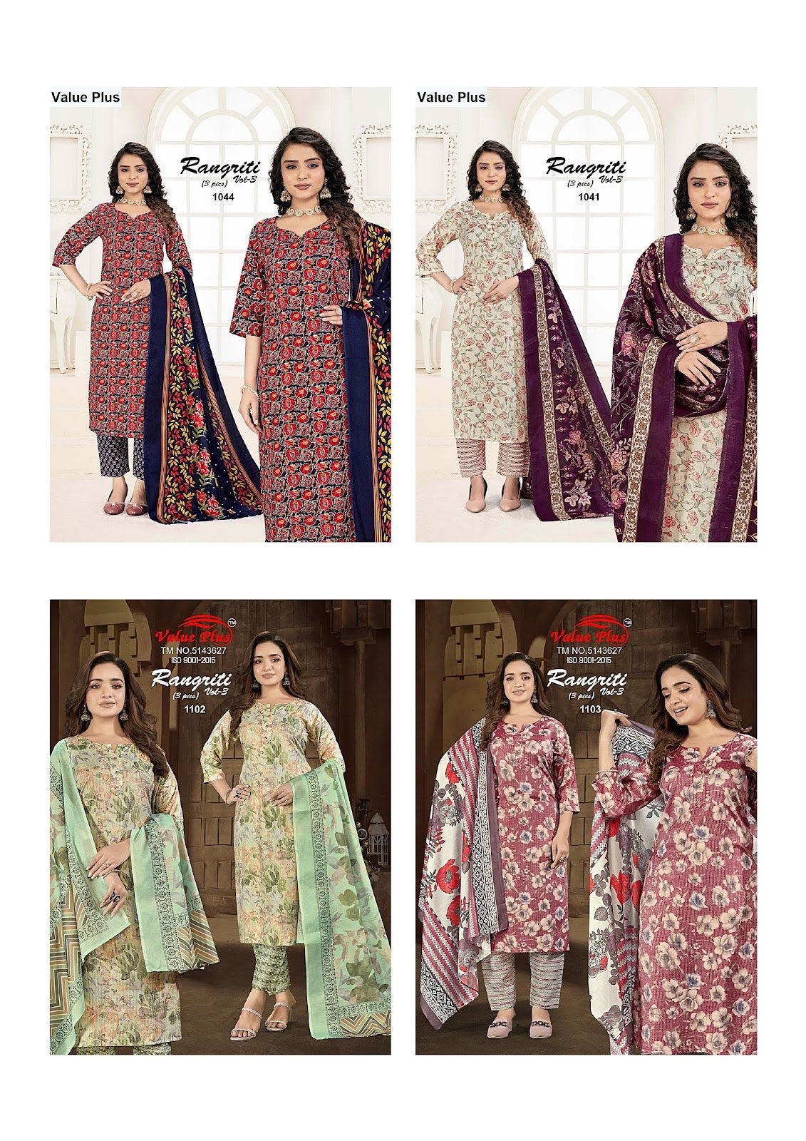 Rangriti Vol 3 Value Plus Rayon Readymade Pant Style Suits Wholesale Rate