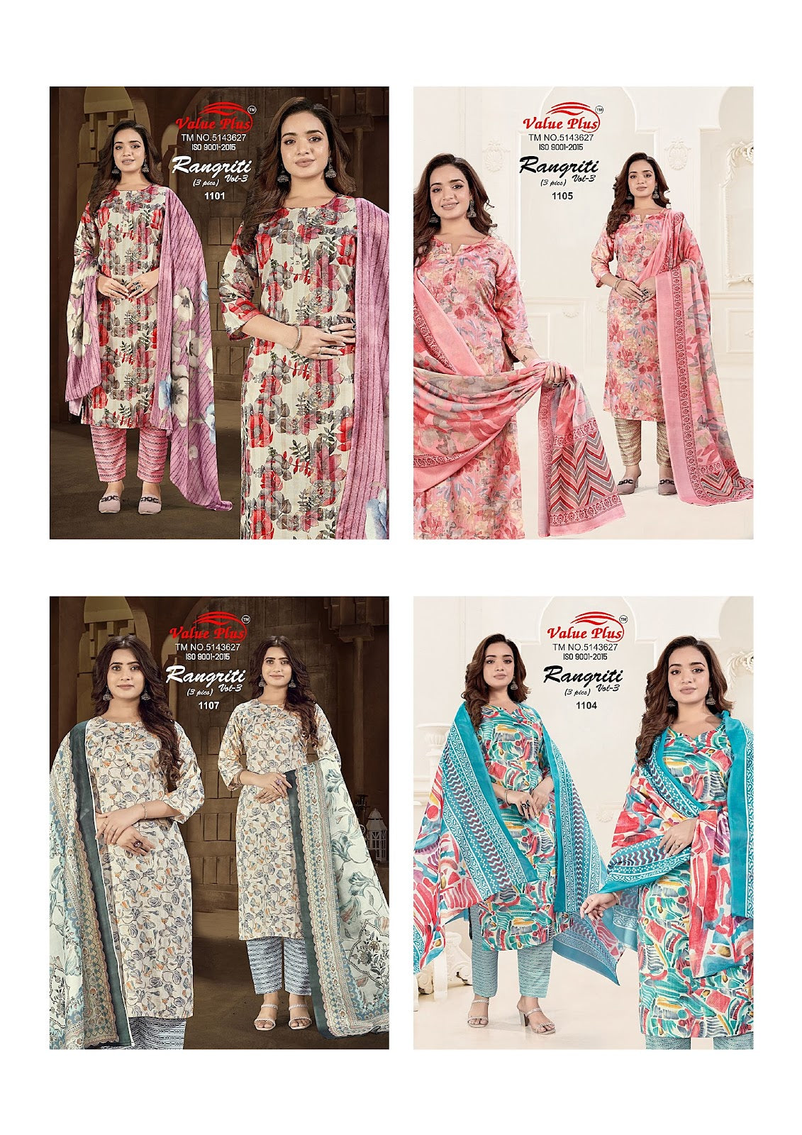Rangriti Vol 3 Value Plus Rayon Readymade Pant Style Suits Wholesale Rate