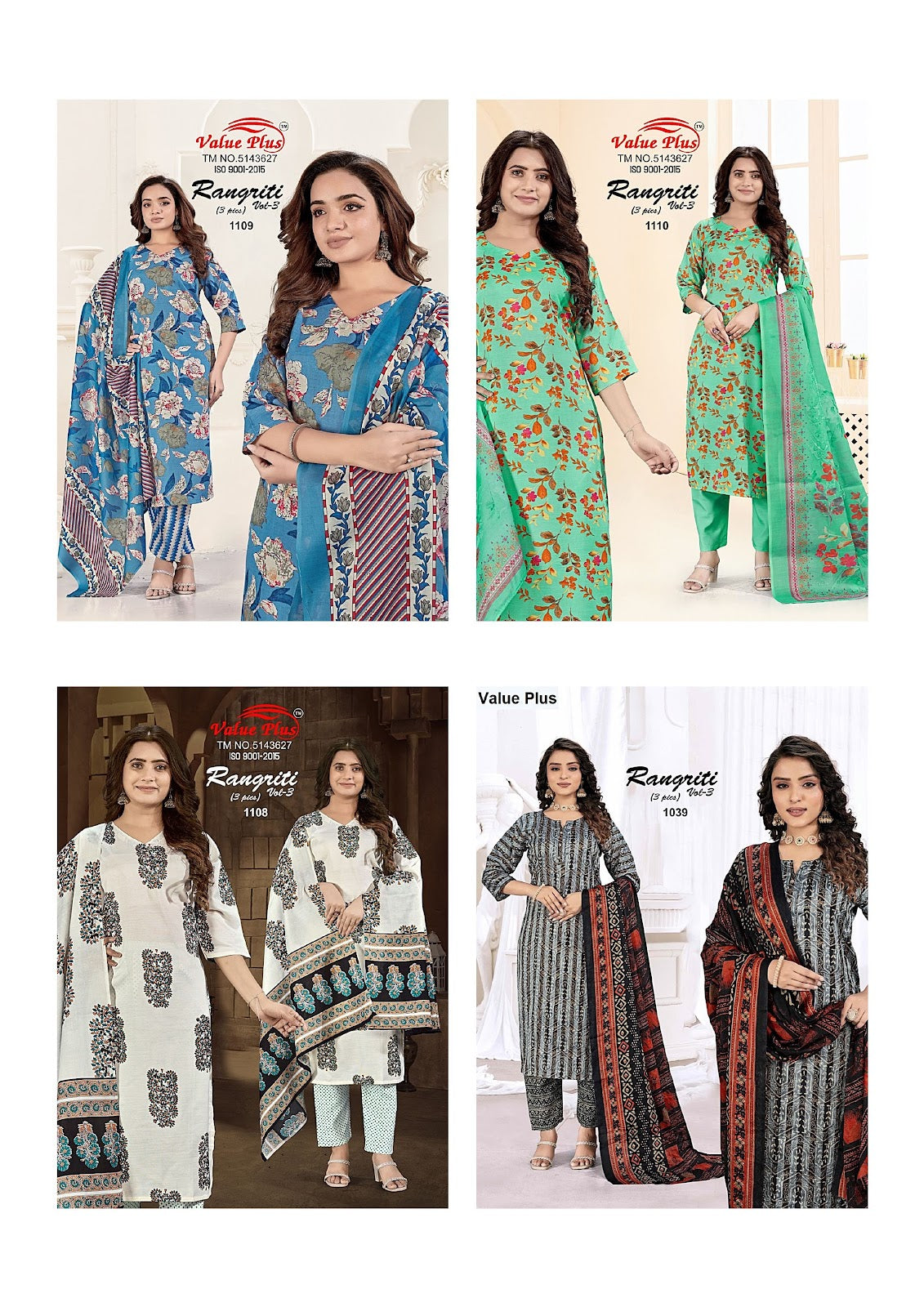 Rangriti Vol 3 Value Plus Rayon Readymade Pant Style Suits Wholesale Rate