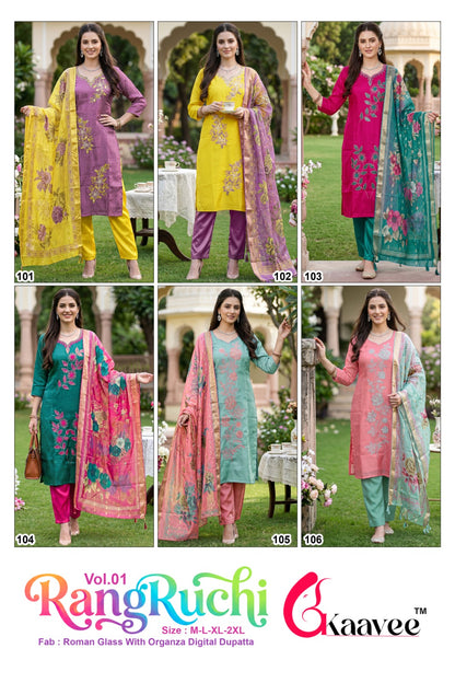 Rangruchi Vol 1 Kaavee Roman Readymade Pant Style Suits Wholesale Price