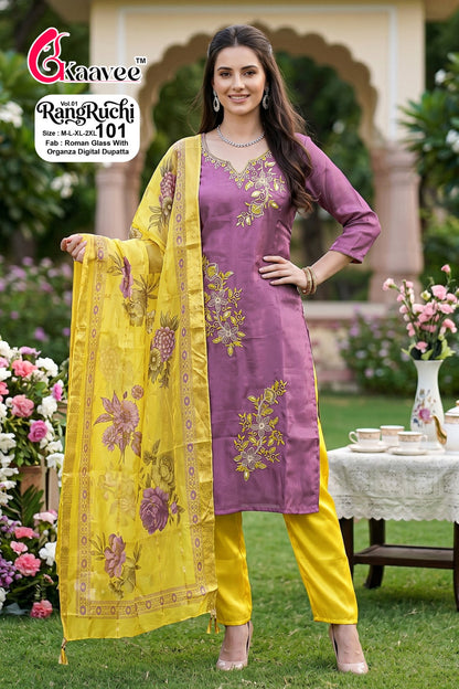 Rangruchi Vol 1 Kaavee Roman Readymade Pant Style Suits Wholesale Price