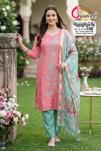 Rangruchi Vol 1 Kaavee Roman Readymade Pant Style Suits Wholesale Price