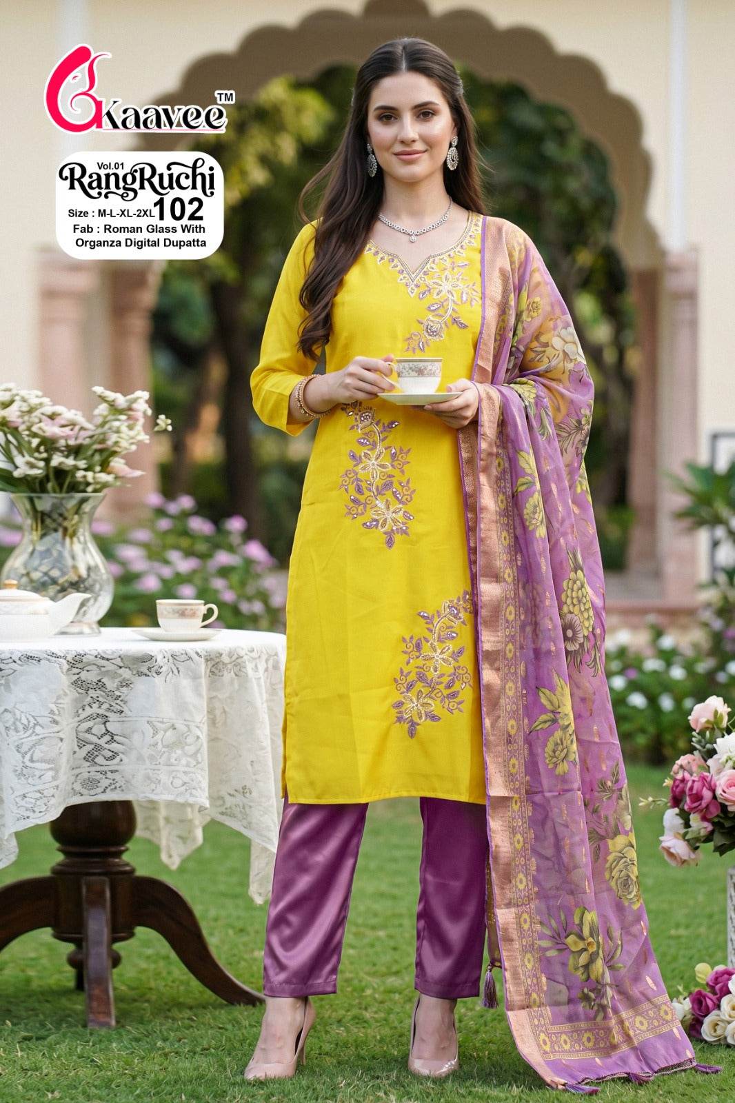 Rangruchi Vol 1 Kaavee Roman Readymade Pant Style Suits Wholesale Price