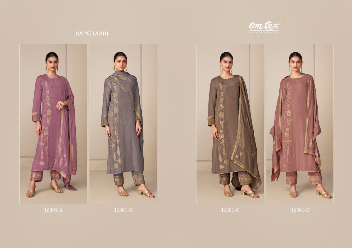 Rangtaari Omtex Muslin Jacquard Pant Style Suits Supplier Gujarat