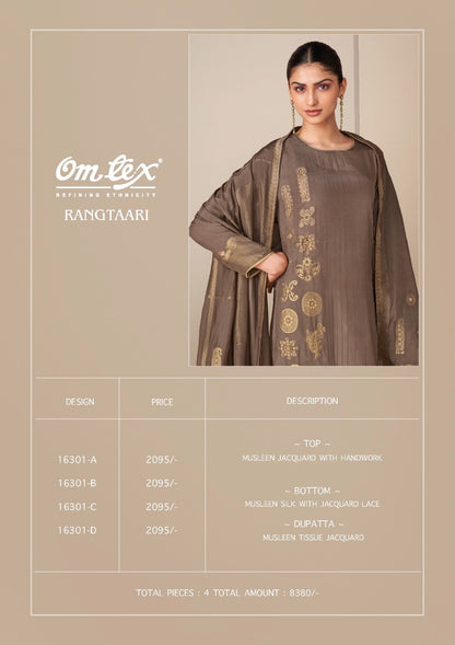 Rangtaari Omtex Muslin Jacquard Pant Style Suits Supplier Gujarat