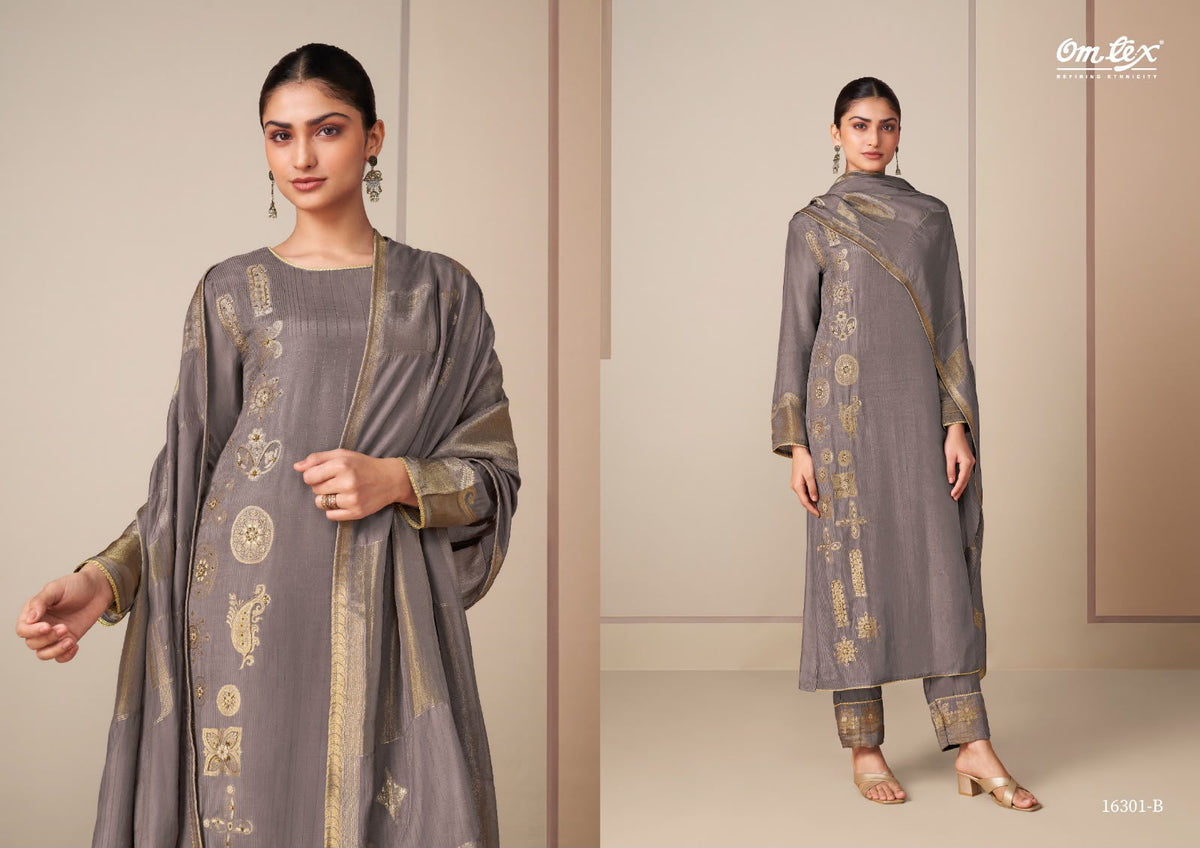 Rangtaari Omtex Muslin Jacquard Pant Style Suits Supplier Gujarat