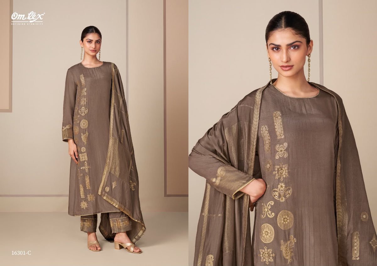 Rangtaari Omtex Muslin Jacquard Pant Style Suits Supplier Gujarat