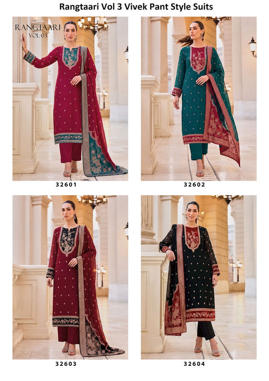 Rangtaari Vol 3 Vivek Banglori Silk Pant Style Suits Supplier Ahmedabad