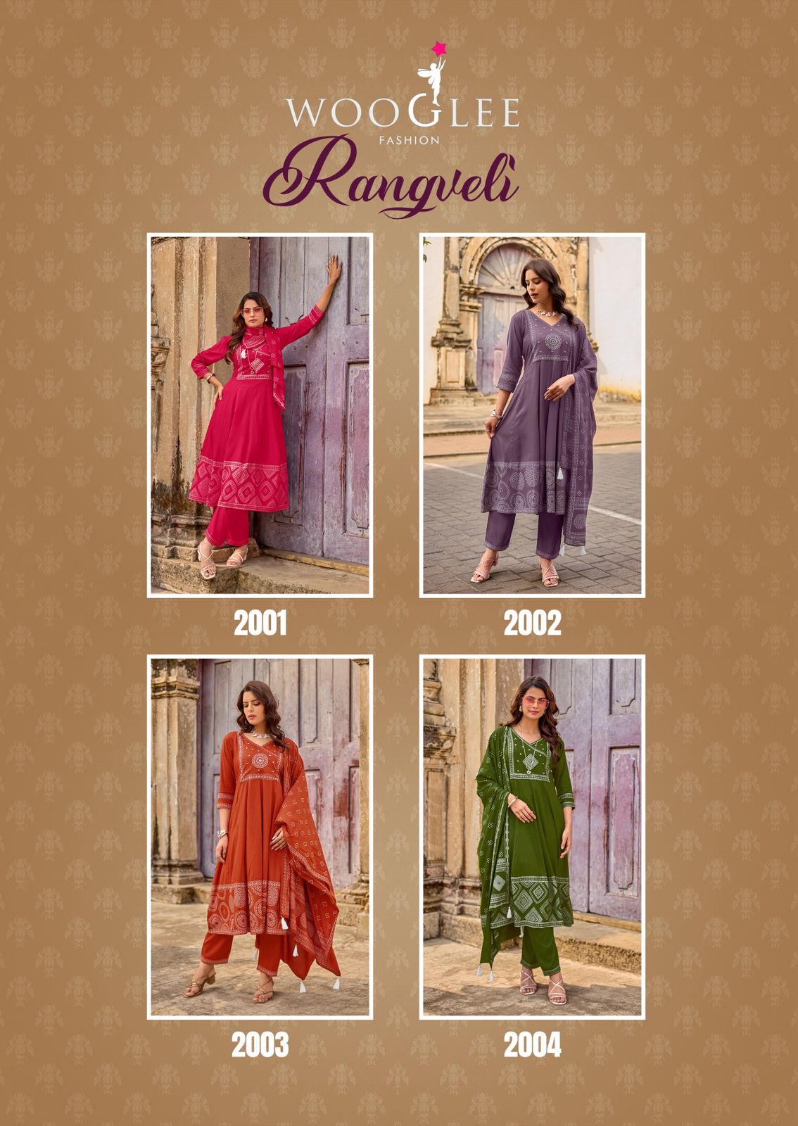 Rangveli Wooglee Rayon Readymade Anarkali Suits Wholesaler Gujarat