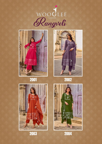 Rangveli Wooglee Rayon Readymade Anarkali Suits Wholesaler Gujarat
