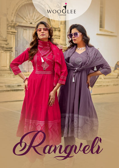 Rangveli Wooglee Rayon Readymade Anarkali Suits Wholesaler Gujarat