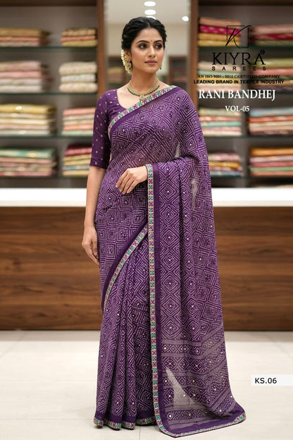 Rani Bandhej Vol 5 Kiyra Georgette Sarees Supplier