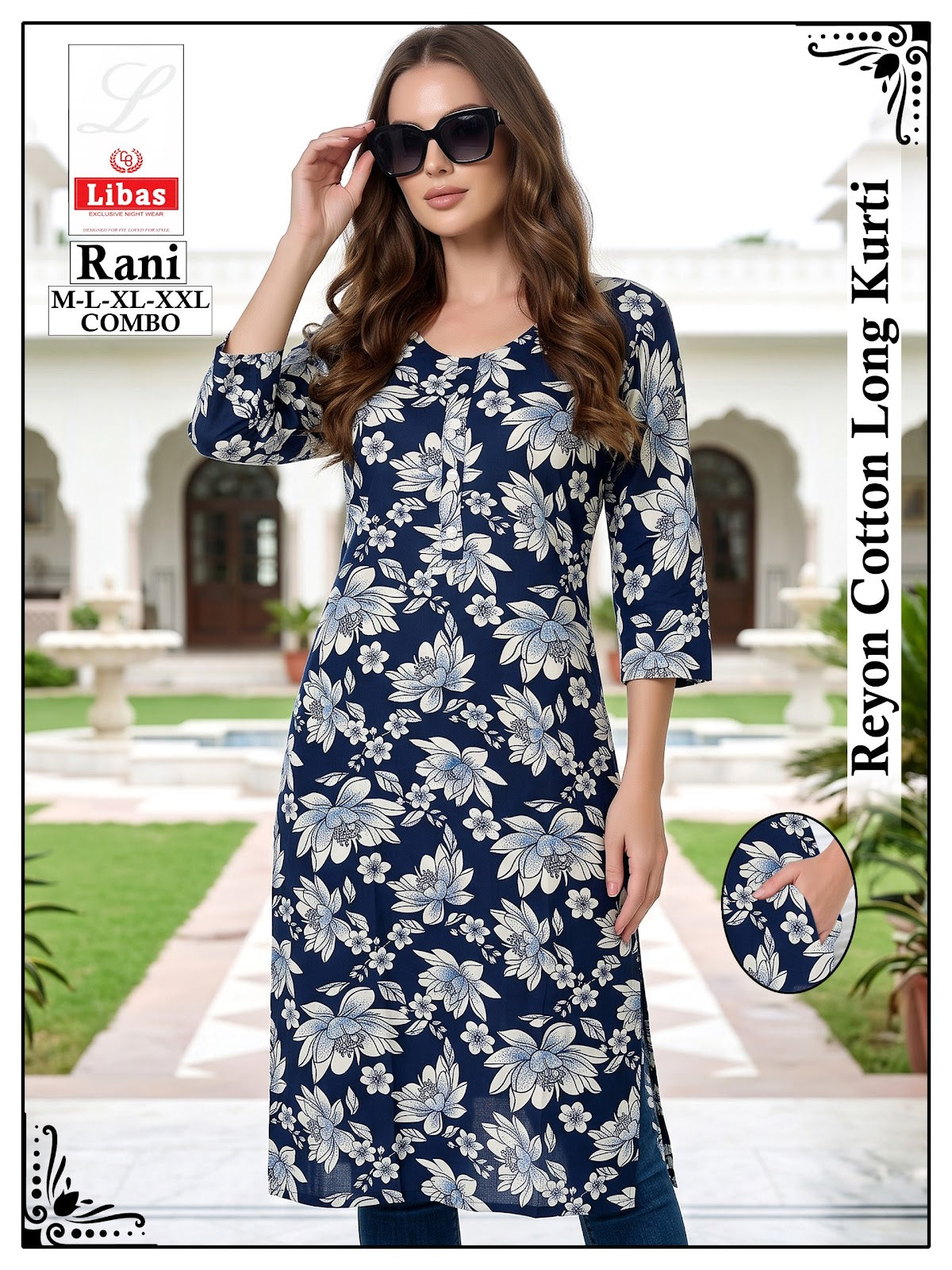 Rani Libas Amiti Reyon Knee Length Kurtis Wholesaler Ahmedabad