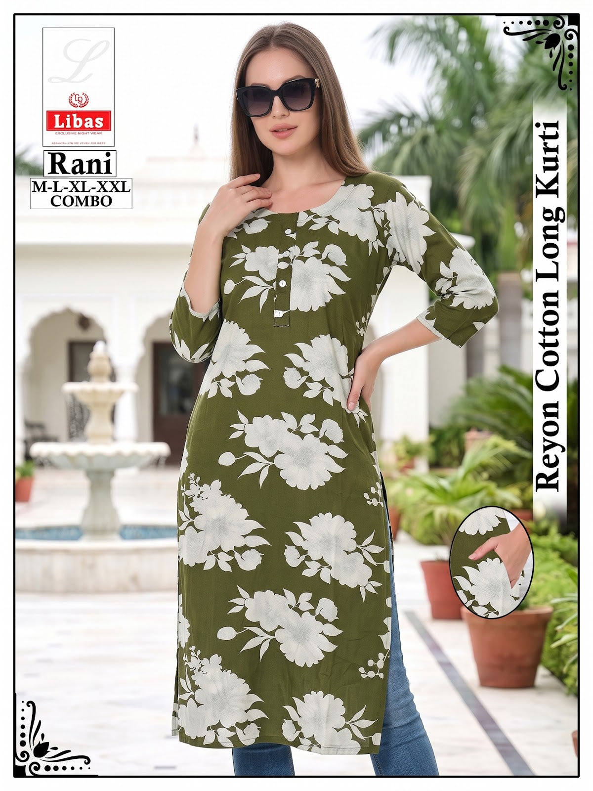 Rani Libas Amiti Reyon Knee Length Kurtis Wholesaler Ahmedabad