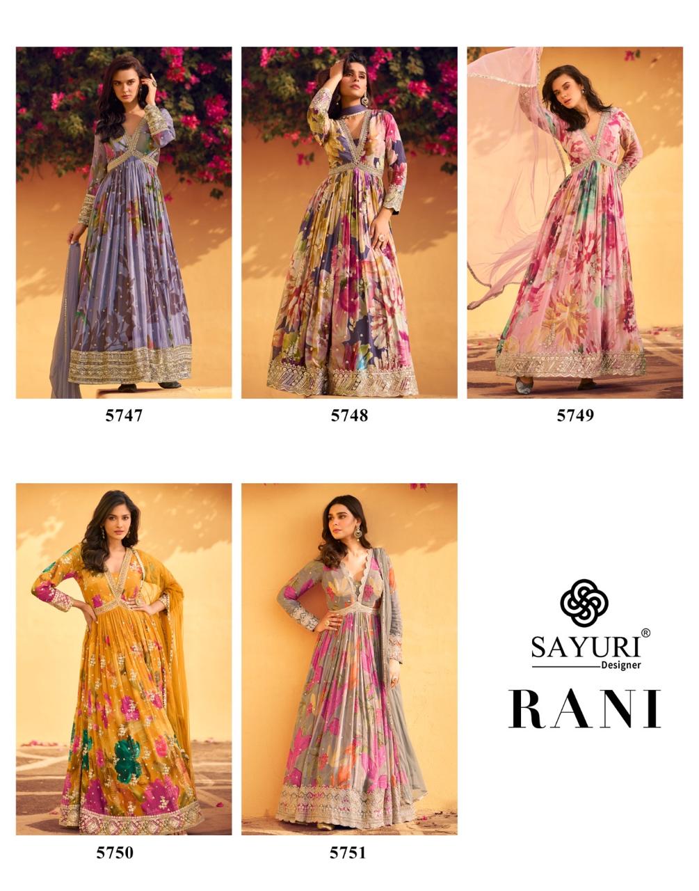 Rani Sayuri Chinon Silk Gown Dupatta Set Exporter India