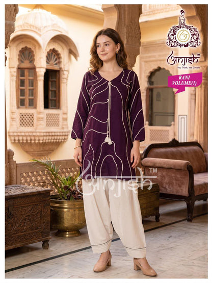Rani Vol 1 Farsi Salwar Anjish Reyon Kurti Bottom Set Supplier Gujarat