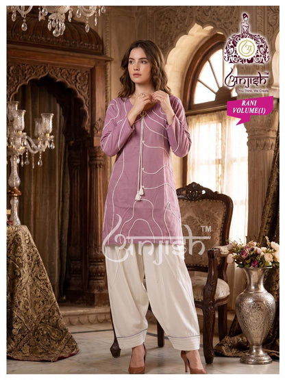 Rani Vol 1 Farsi Salwar Anjish Reyon Kurti Bottom Set Supplier Gujarat