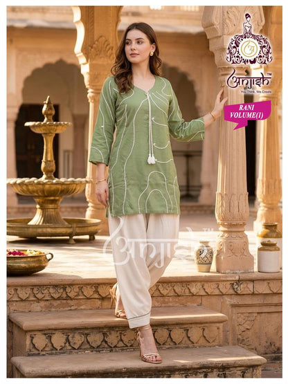 Rani Vol 1 Farsi Salwar Anjish Reyon Kurti Bottom Set Supplier Gujarat