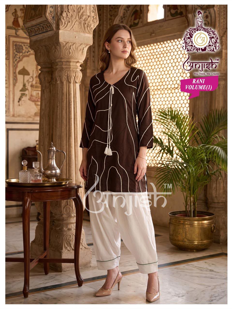 Rani Vol 1 Farsi Salwar Anjish Reyon Kurti Bottom Set Supplier Gujarat