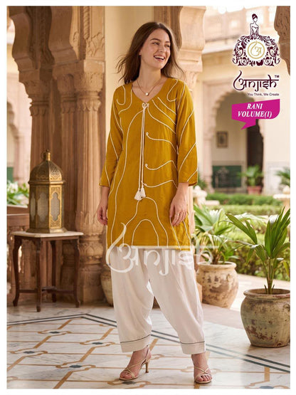 Rani Vol 1 Farsi Salwar Anjish Reyon Kurti Bottom Set Supplier Gujarat