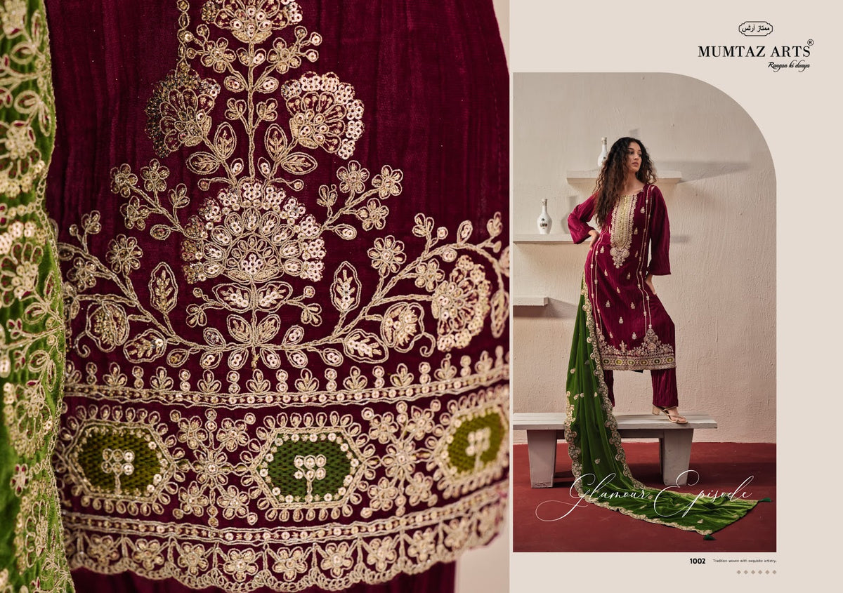 Ranihaar Mumtaz Arts Crush Velvet Suits Exporter