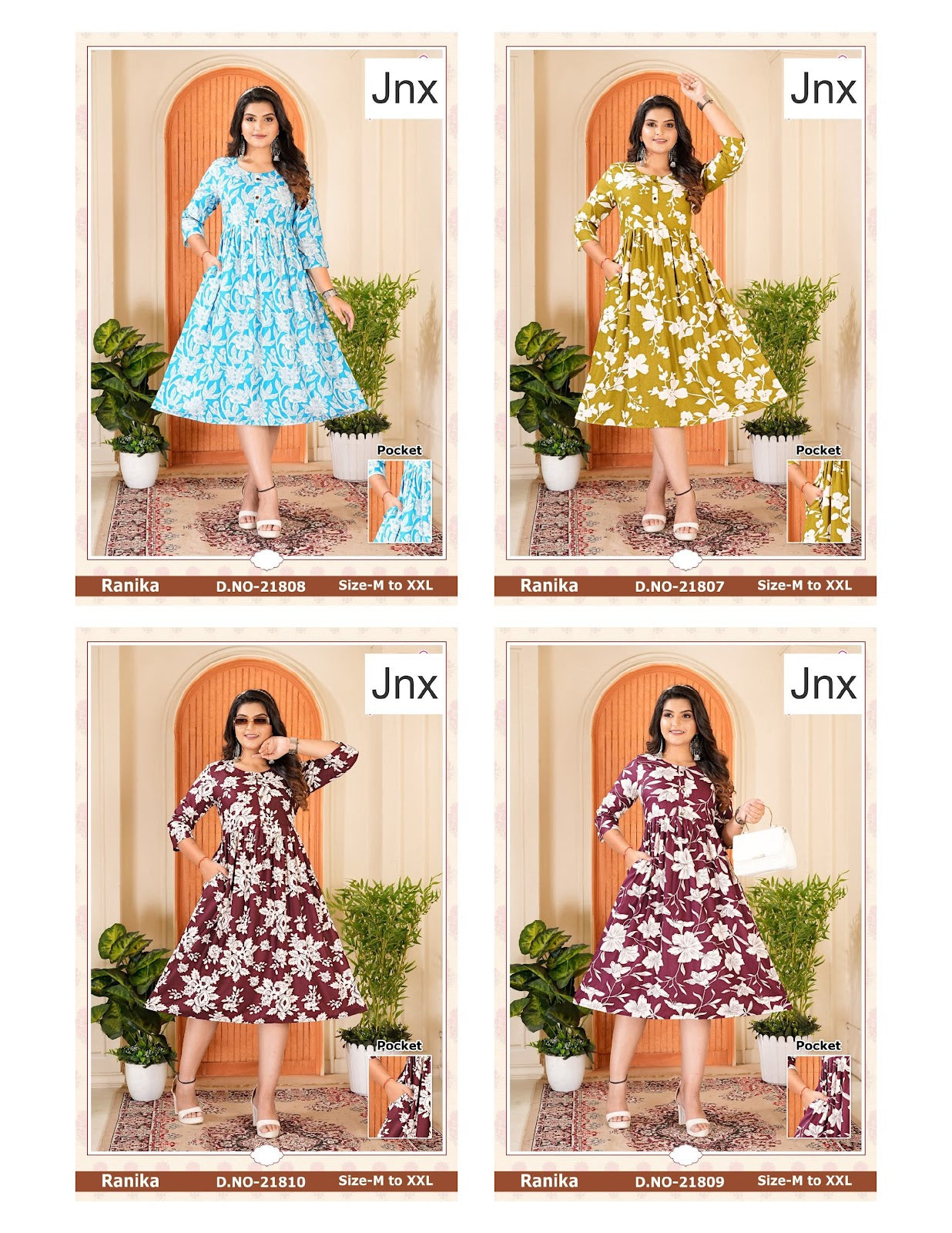 Ranika 031225 Jnx Rayon Print Anarkali Kurtis Wholesale Price