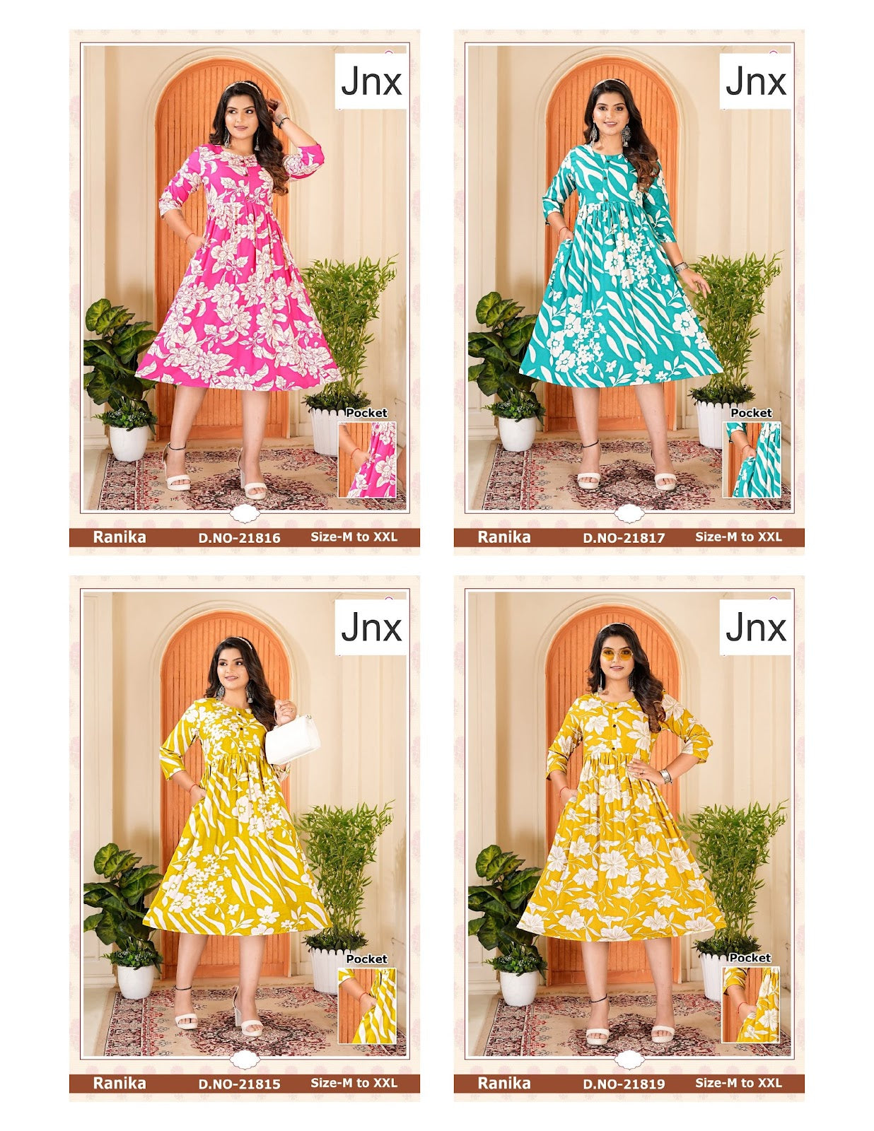 Ranika 031225 Jnx Rayon Print Anarkali Kurtis Wholesale Price