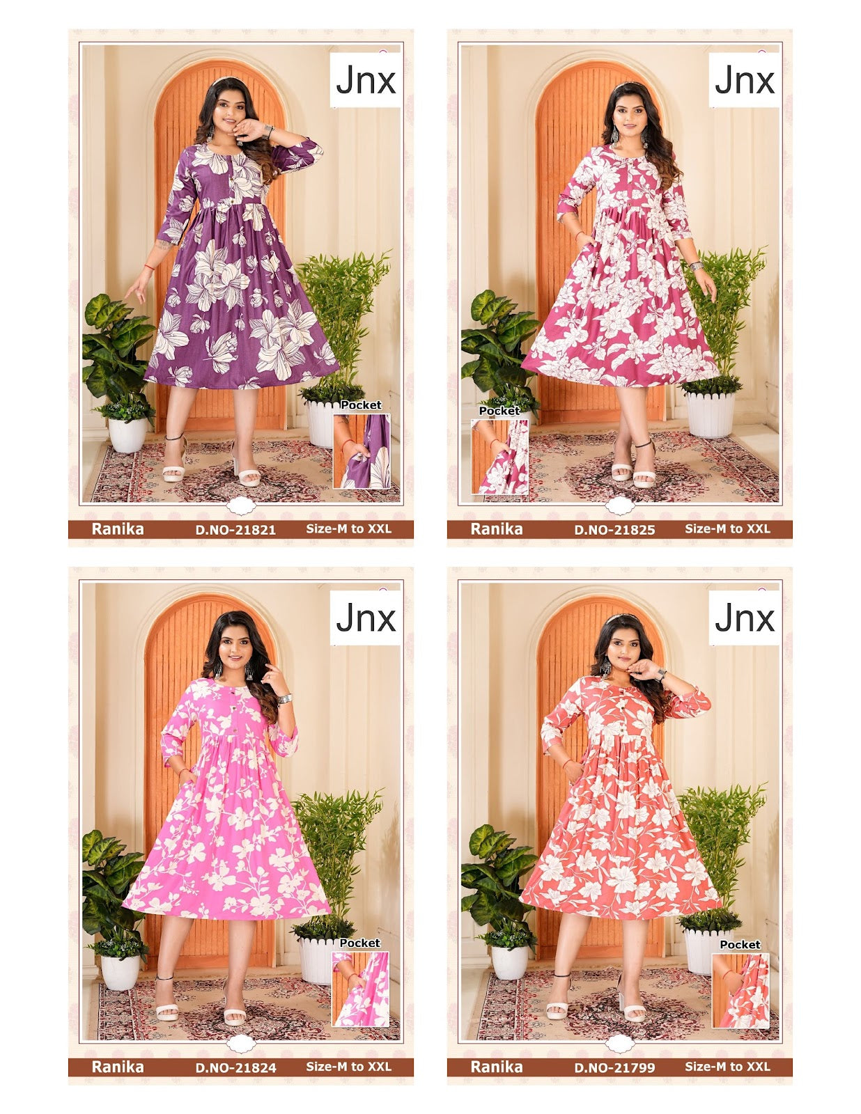 Ranika 031225 Jnx Rayon Print Anarkali Kurtis Wholesale Price