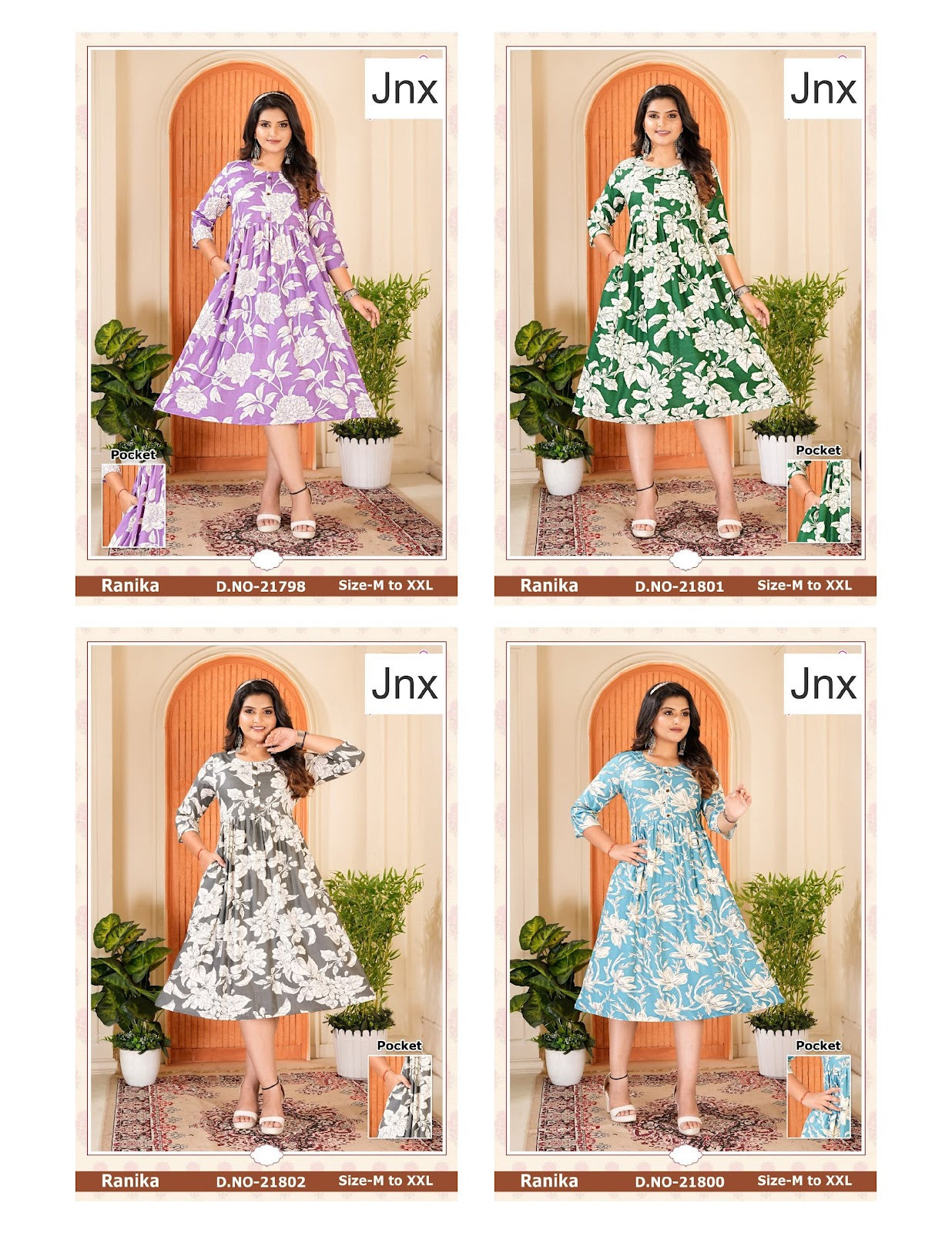 Ranika 031225 Jnx Rayon Print Anarkali Kurtis Wholesale Price