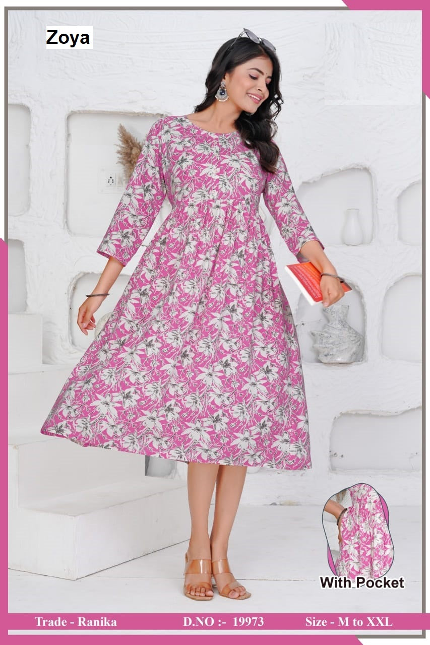 Ranika Zoya Rayon Kurti With Pocket Wholesaler India