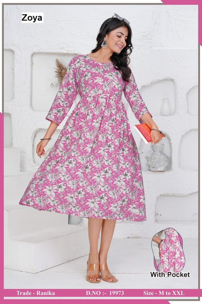 Ranika Zoya Rayon Kurti With Pocket Wholesaler India