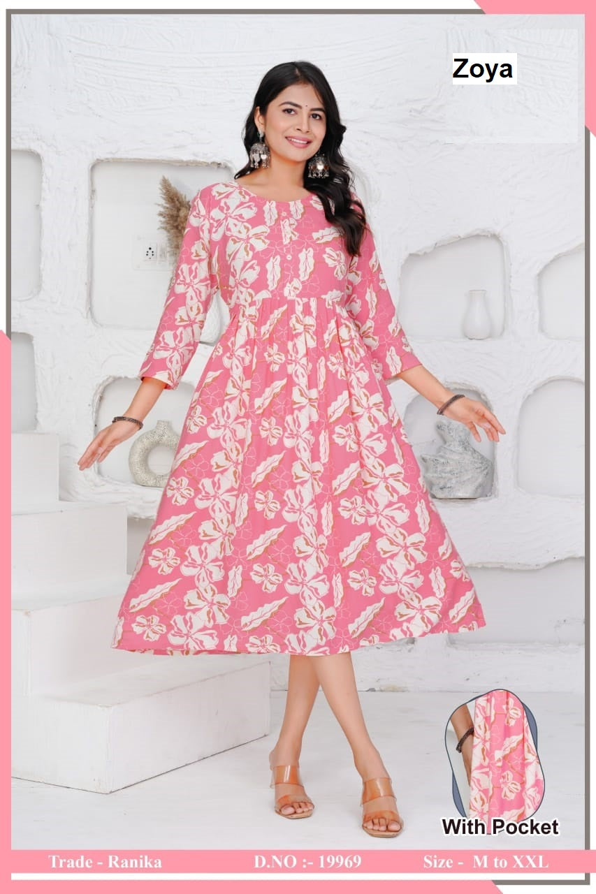 Ranika Zoya Rayon Kurti With Pocket Wholesaler India