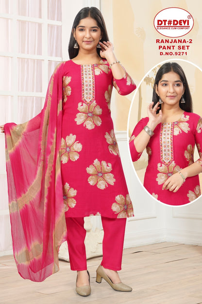 Ranjana 2 Dn 9271 Dt Devi Vetican Girls Readymade Pant Suits Wholesaler
